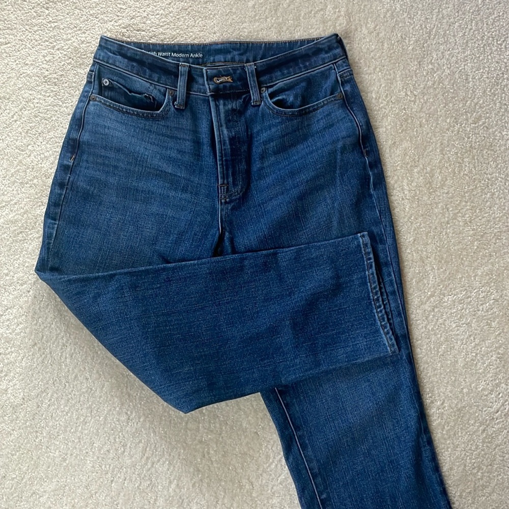 Talbots 6p high waisted modern ankle jean, med rinse, straight leg
